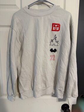 Mickey Cream Graphic Sweatshirt with Red & Black Accents